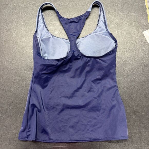 DKNY Swim Gray and Blue Striped racerback Tankini Top size small- EUC! - Picture 6 of 9